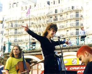 Drugstore: Isabel with Ian, set against Brighton's Grand Hotel