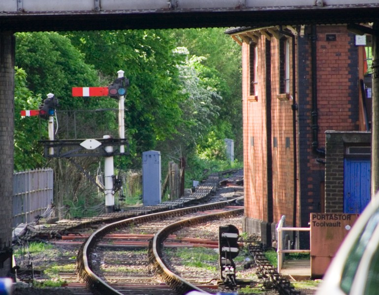 Down relief line under road bridge