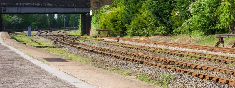 Up goods lines beside station