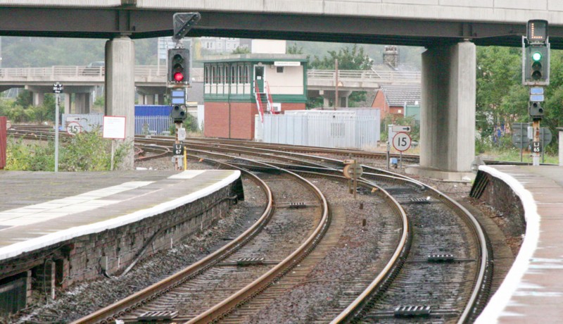 Main line platforms and signalbox
